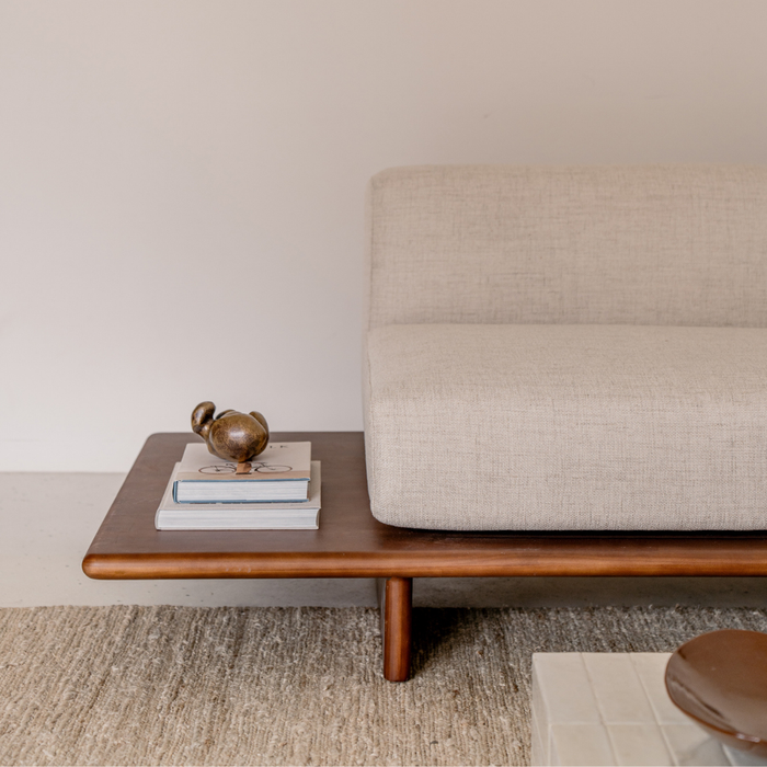 Sofa Daro - 250 cm - Coffee bean color - Fabric seat spotted sandstone weave