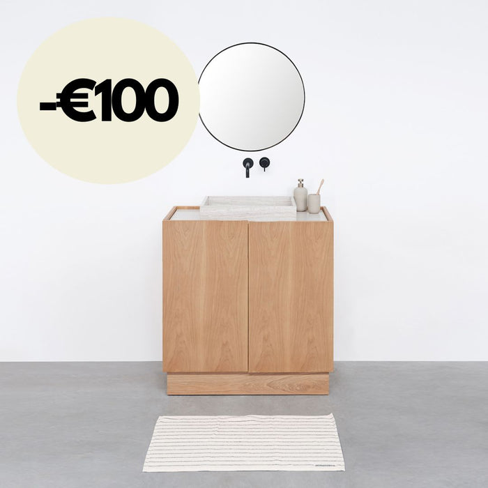 Meuble de salle de bain Felix - Chêne - Lavabo Marbre Beige - George Ier - (84 cm)