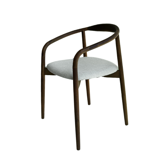 Ely eetkamerstoel - rechthoekige stoffen zitting - Donker walnoten afwerking