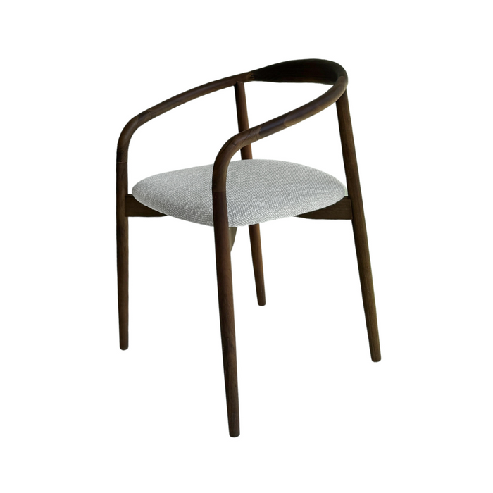 Ely eetkamerstoel - rechthoekige stoffen zitting - Donker walnoten afwerking