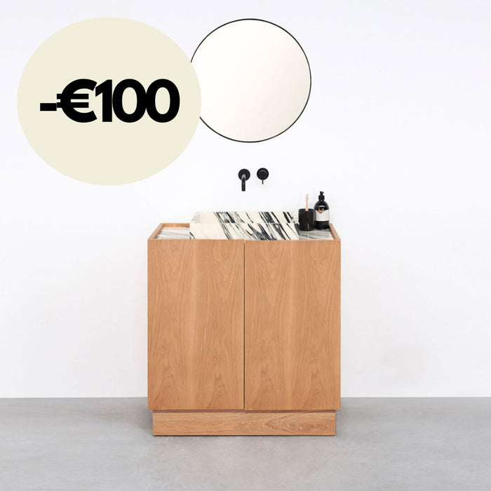 Mueble de baño Felix - Roble - Lavabo Azul/Mármol Blanco - 84 cm