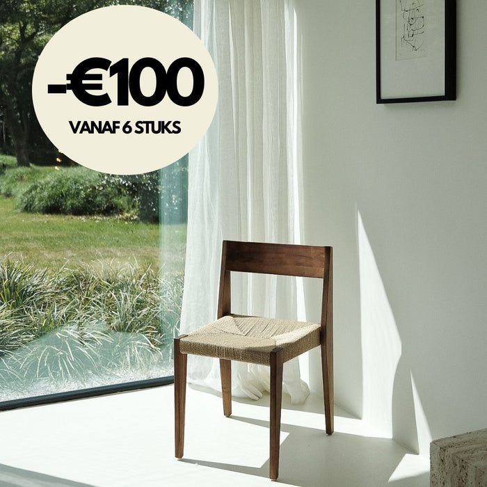 Silla de comedor Chantelle - Nogal oscuro - Asiento tejido en cuerda