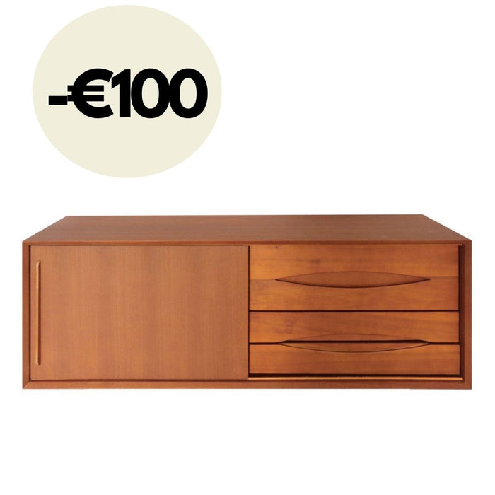 Mueble de baño flotante retro Bill - Teca - 150 cm