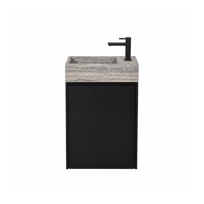 Lavabo Krabi con mueble - Negro - Travertino gris