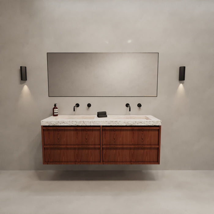 Plato de lavabo de travertino - Soumans - 150 cm