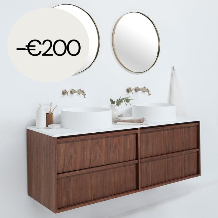Conjunto de baño Fien 150 nogal - Sims Solid Surface