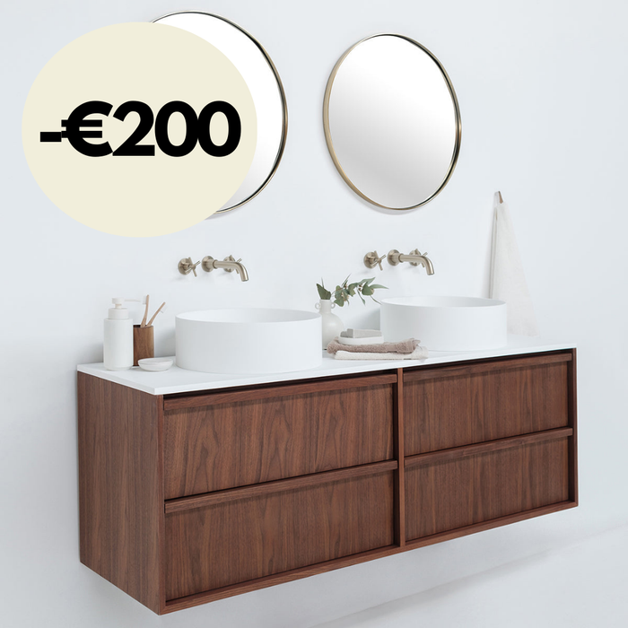 Set de salle de bain Fien 150 noyer - Sims Solid Surface