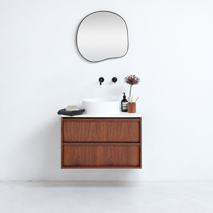 Bathroom set walnut Fien - Sims solid surface wash basins - 80 cm