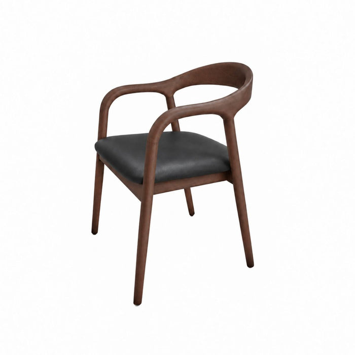 Muret dining chair W55.5 D52 H77.5 - Dark walnut - Black vinyl seat