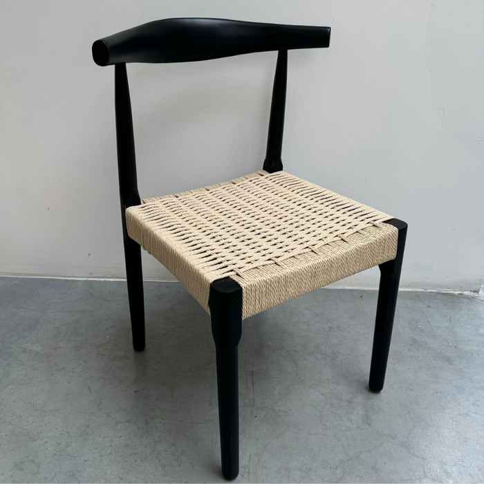 Silla de comedor Roble Negro - Gouzon - Asiento tejido de cuerda