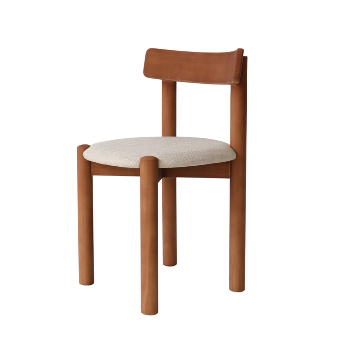 Silla de comedor Arlo - Nogal - Asiento de tela: bouclé marfil
