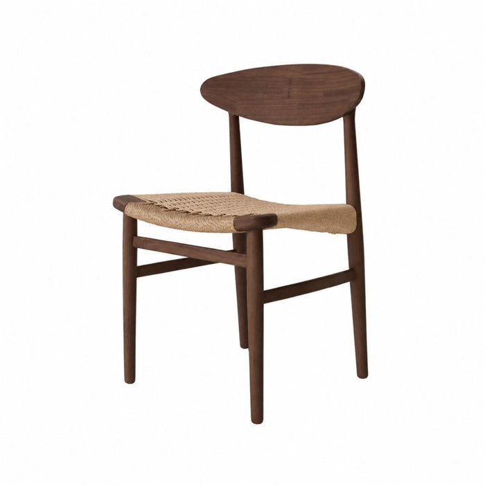 Chaise de salle à manger Tourcoing - Noyer foncé - Assise tressée