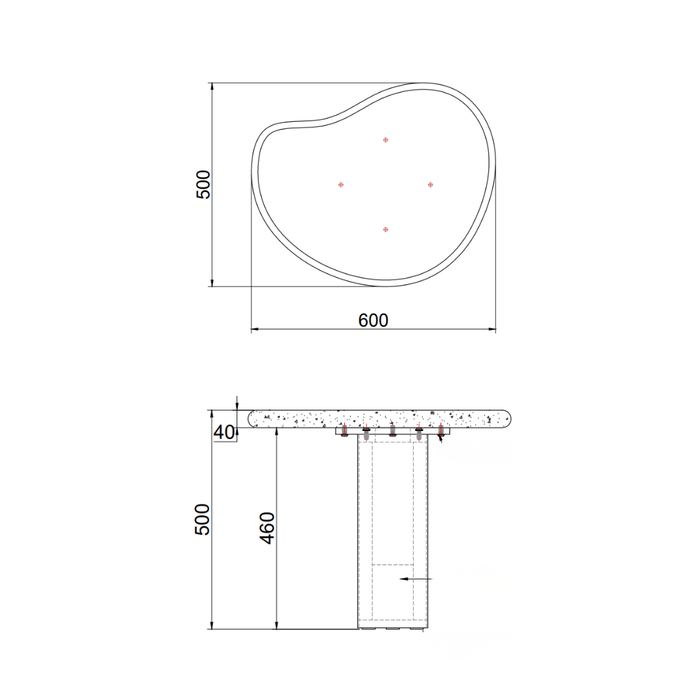 Ada - Side Table Low - Matte StoneSkin