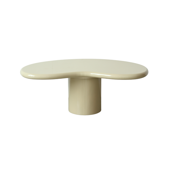 Coffee table Loches - Glossy light khaki StoneSkin - Round edge