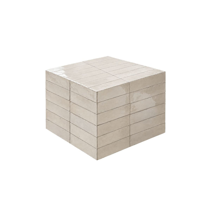 Salontisch Vence - Hellbeige Fliesen - Hoch - 39 cm
