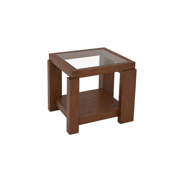 Mesa auxiliar Cordes B52 D52 H40 - Nogal oscuro - Tablero de cristal