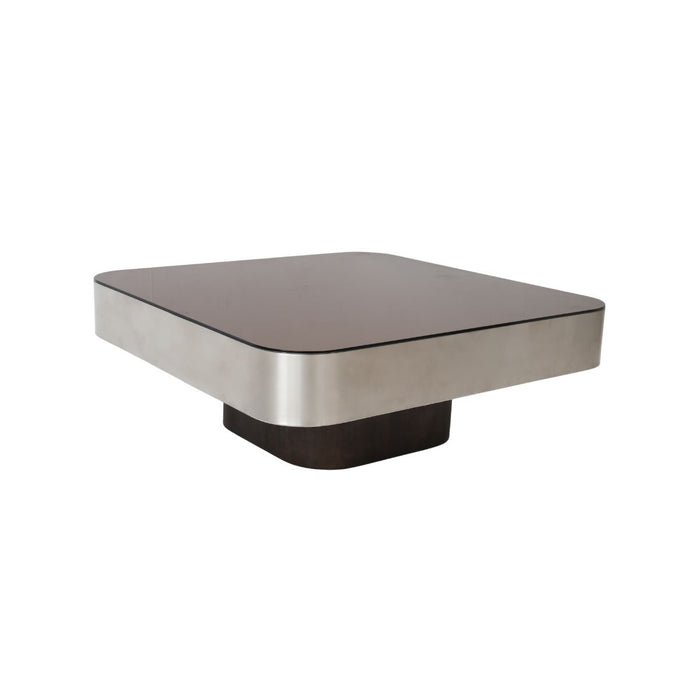 Mesa de centro Apt An.80 Pr.80 Al.30 - Base Smoke - Estructura de acero inoxidable - Tablero de vidrio Smoke