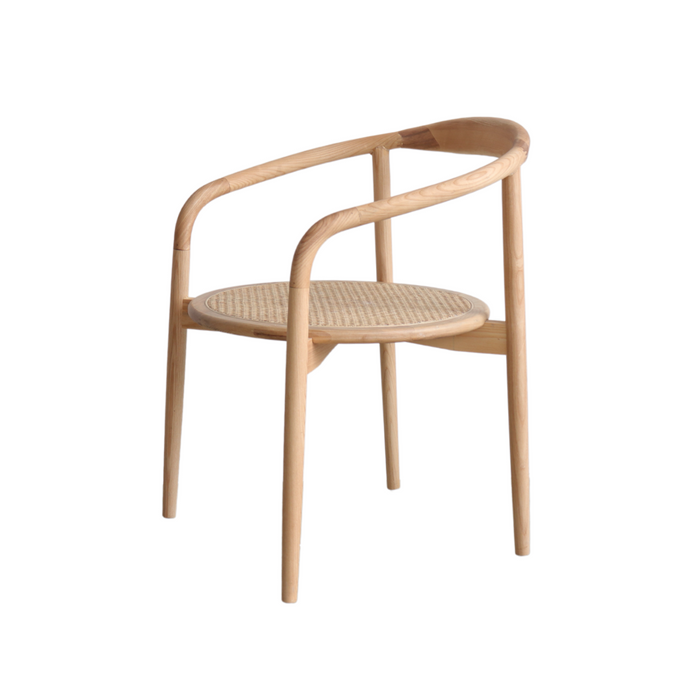 Dining chair Ely - Round seat in rattan - Oak