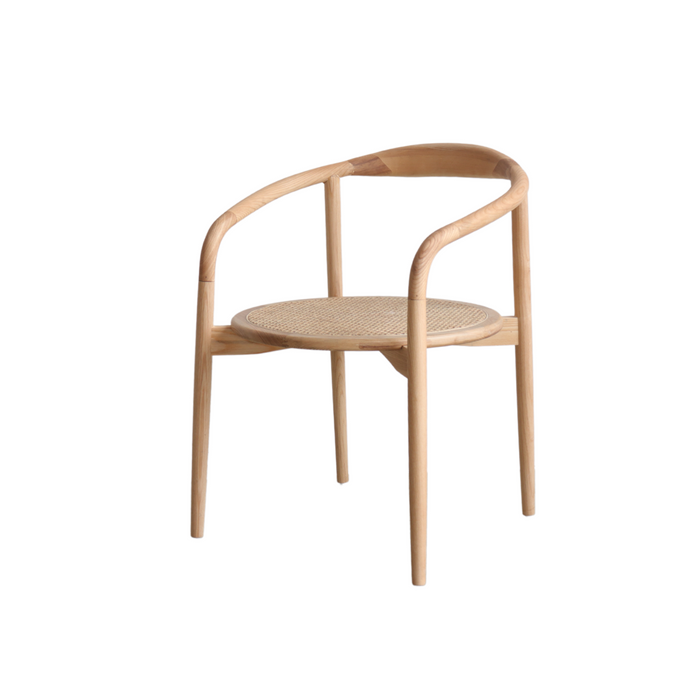 Dining chair Ely - Round seat in rattan - Oak