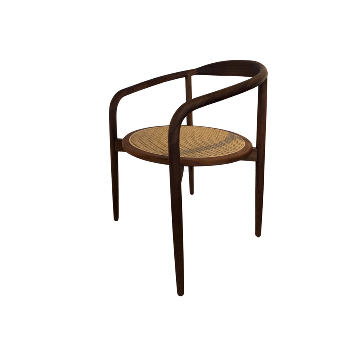 Dining room chair Ely - Round rattan seat - Smoke wood