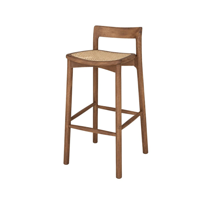 Barkruk Charmes - Acacia walnoot - Rotan zitting - 65 cm zithoogte