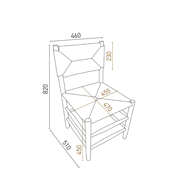 Dining Chair Mardor - Dark Oak - Rope Woven Seat
