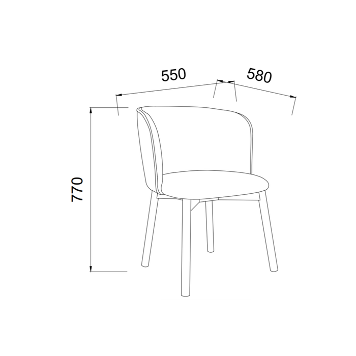 Eetkamerstoel Celia - Smokehout kleur - Ivory bouclé
