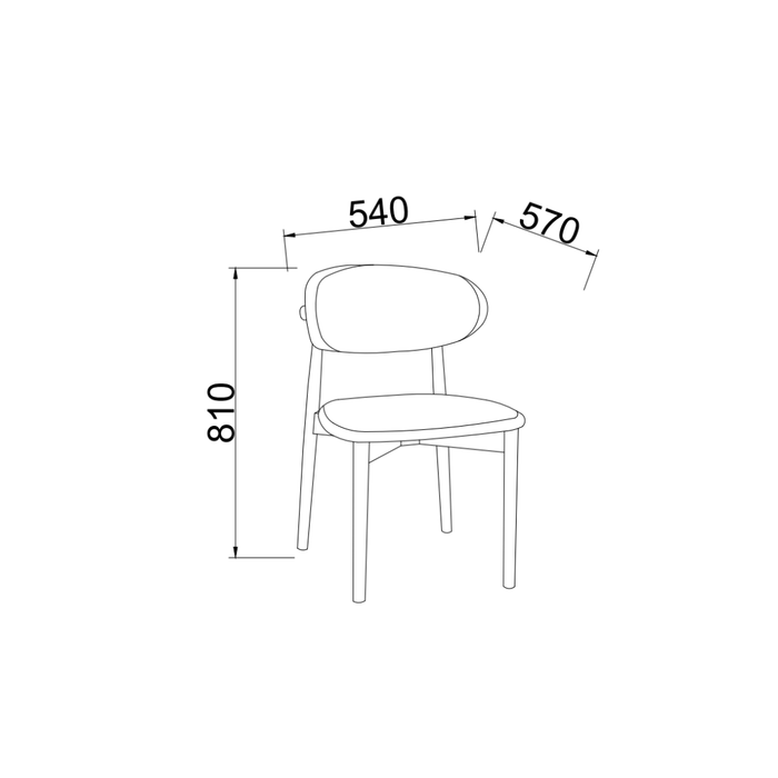 Eetkamerstoel Eve - Smokehout - Stoffen zitting - Sandstone spotted Weave