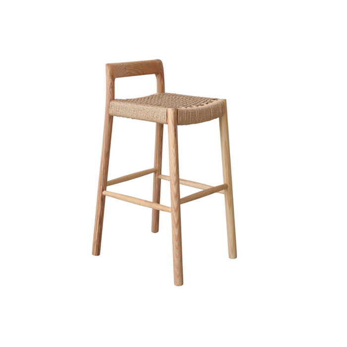 Bar stool Nulla - Seat height 75 cm - Oak color - Ash wood - Woven seat