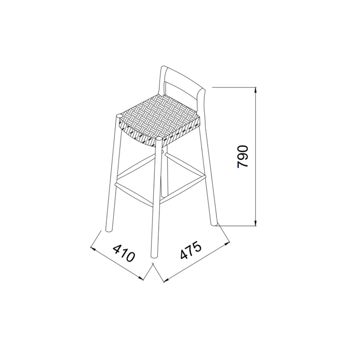 Taburete Nulla - Altura del asiento 75 cm - Nogal oscuro - Madera de acacia - Asiento tejido