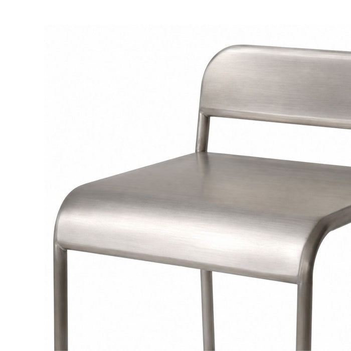 Barstoel met rugleuning Noli - Zithoogte 65 cm - Geborsteld Staal