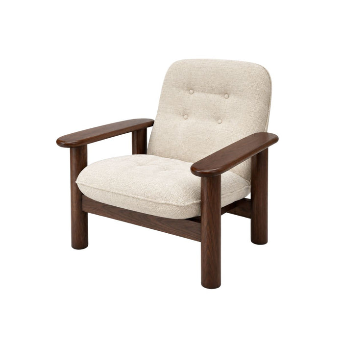 Sessel Yara - B79 T85 H80 - Dunkelwalnuss - Elfenbeinfarbener Bouclé: VDF117