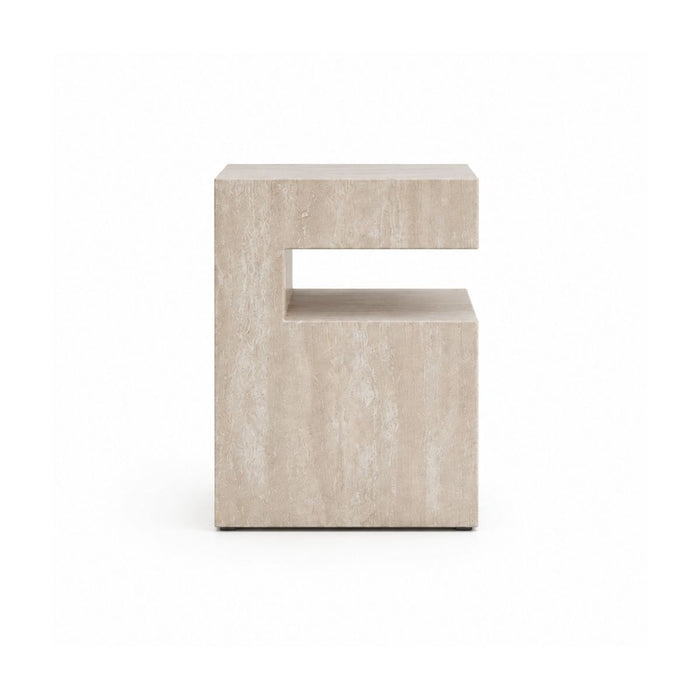 Mesa auxiliar Lewis - B32 D32 H45 - Travertino blanco