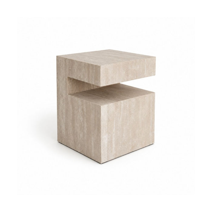 Mesa auxiliar Lewis - B32 D32 H45 - Travertino blanco