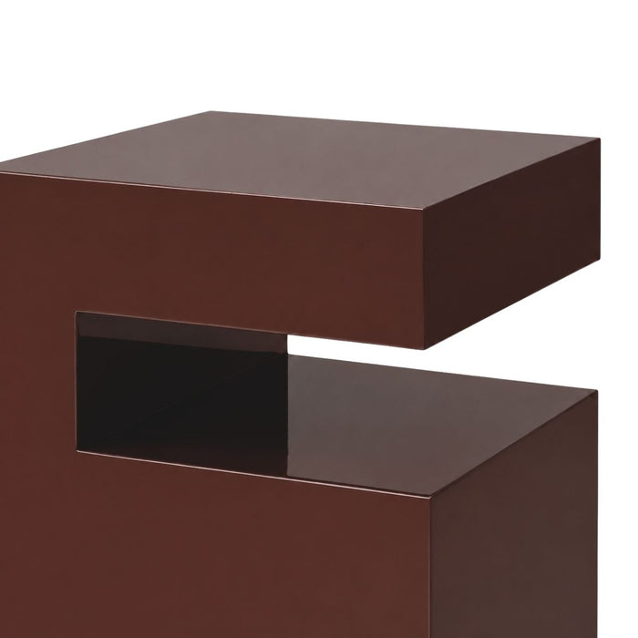 Table d'appoint Lewis - L32 P32 H45 - Finition laquée brillante - Cannelle