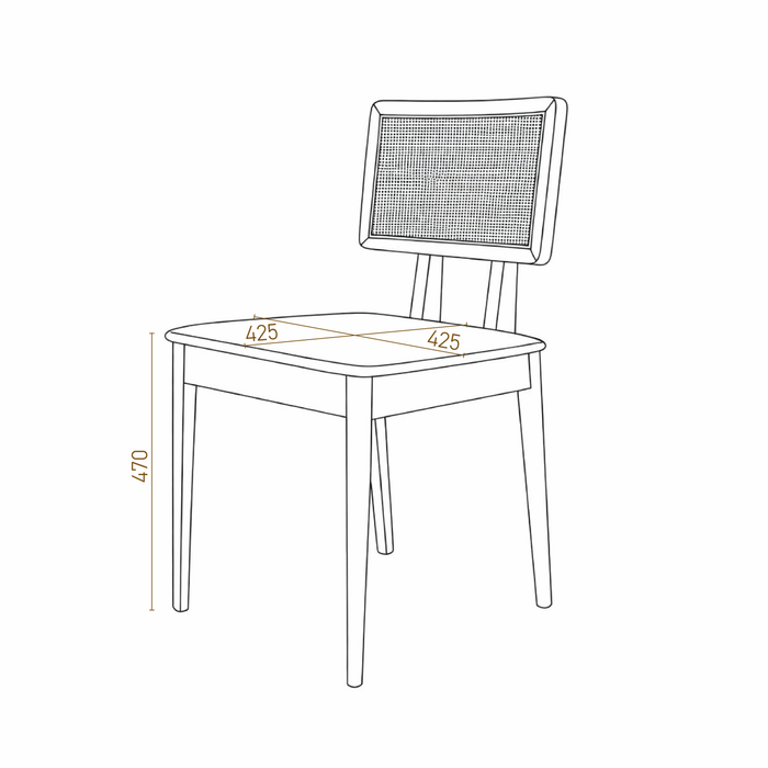 Silla de comedor con respaldo de ratán - Charles - Roble/Ratán natural - Blanco roto