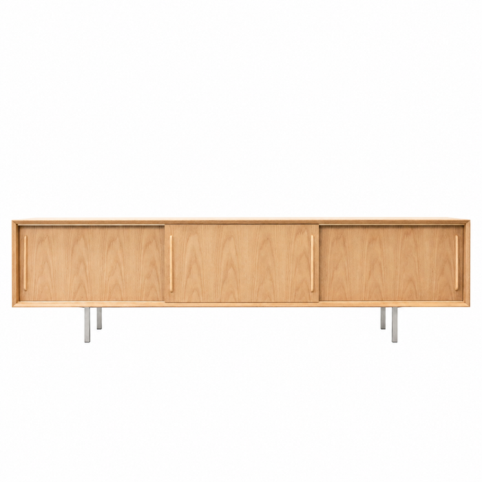 Oak TV cabinet - Natural Wood - Oskar - 220cm
