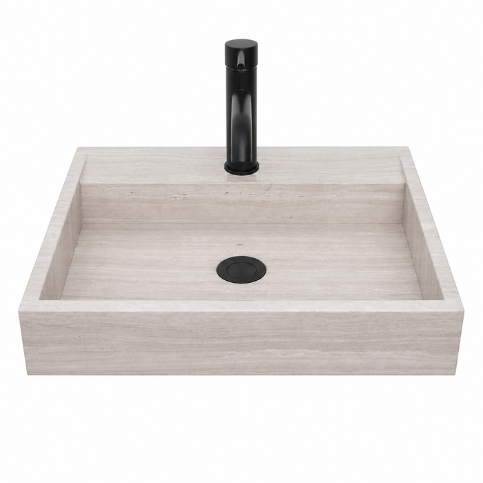 Lavabo de salle de bain - Marbre beige - George avec trou pour robinet