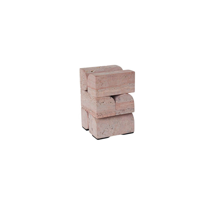 Objet décoratif Flint - L13 P13 H19,8 - Travertin rose