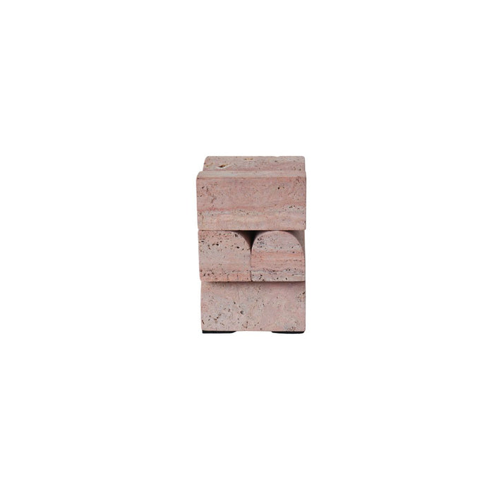 Objet décoratif Flint - L13 P13 H19,8 - Travertin rose