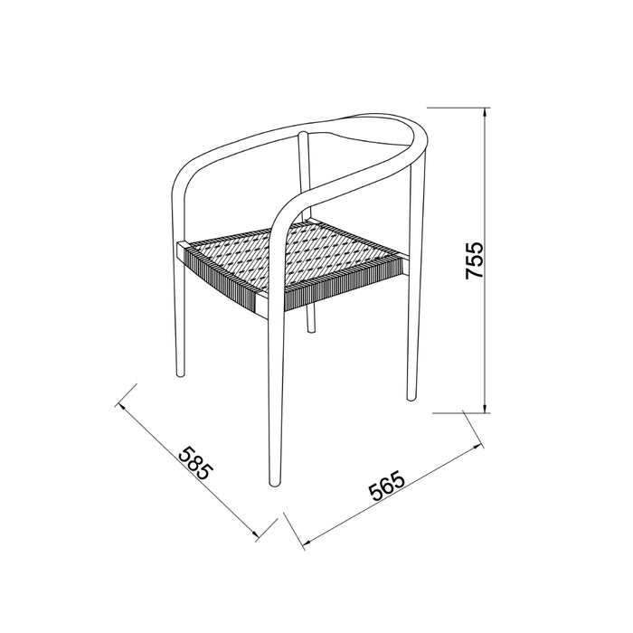 Tuinstoel Dubbo - H75,5 – Teak – Touw zitvlak – Gevlochten 2 op 2