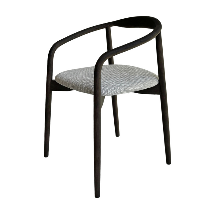 Chaise de salle à manger Ely - Assise rectangulaire en tissu - Couleur bois fumé - Bois de caoutchouc