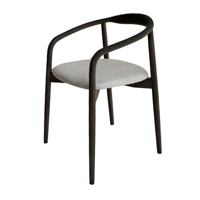 Chaise de salle à manger Ely - Assise rectangulaire en tissu - Couleur bois fumé - Bois de caoutchouc