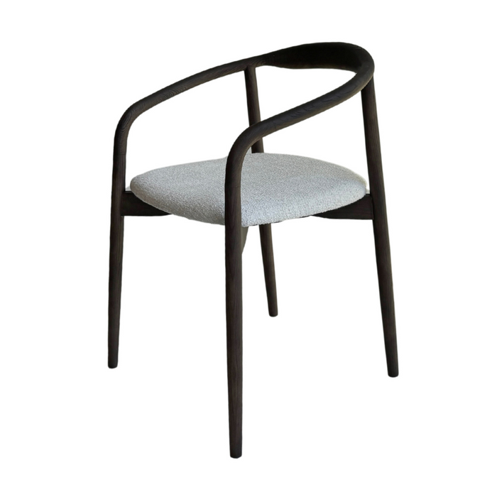 Chaise de salle à manger Ely - Assise rectangulaire en tissu - Couleur bois fumé - Bois de caoutchouc