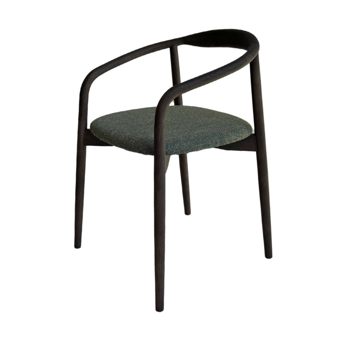 Chaise de salle à manger Ely - Assise rectangulaire en tissu - Couleur bois fumé - Bois de caoutchouc