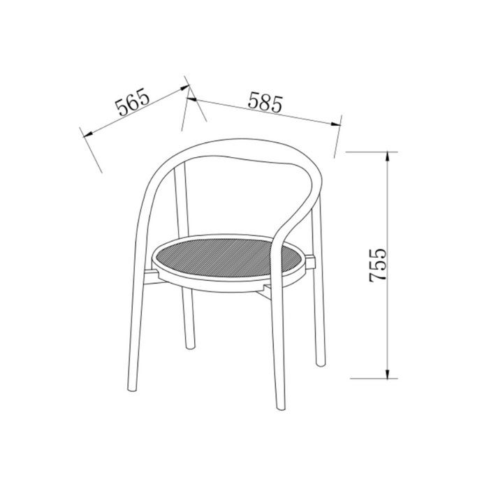 Chaise de salle à manger Ely noyer foncé - Assise ronde en rotin - Bois d'acacia