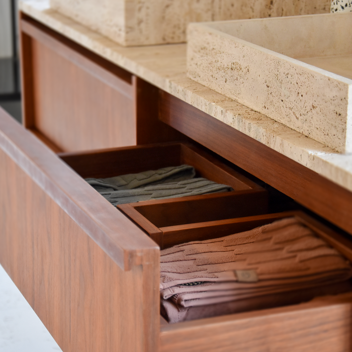 Corps de meuble Fien - Noyer - 150 cm | Placard de rangement spacieux