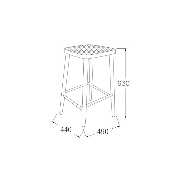 Barstoel Belli - Zithoogte 63 cm - Donkerwalnoot kleur - Geweven zitting