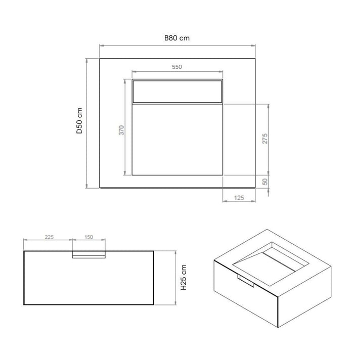 Meuble de salle de bain Loudun - Vasque simple - Travertin Blanc - 80 cm