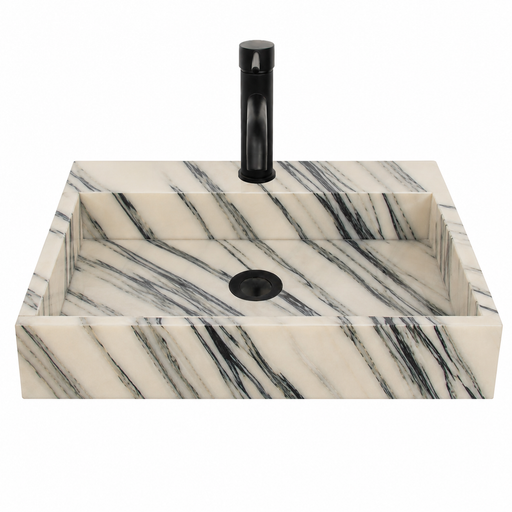 George marmeren wastafel - Blauw/Wit Marmer met kraangat-furnified-vooranzicht